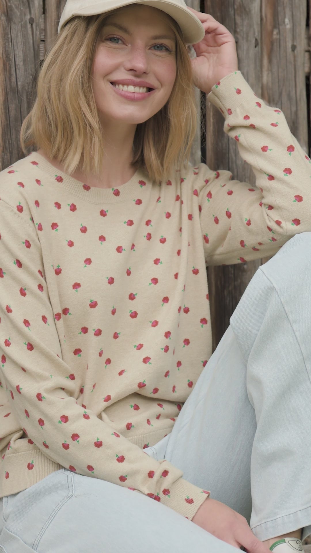 Danevibe Wool-Mix AOP Sweater Light Beige LILFLUFFERS