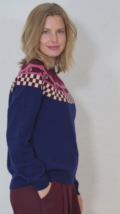 Danesidsel Merino Wool Sweater Deep Blue FISH