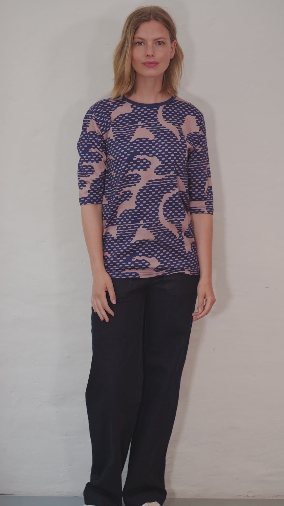 Danemanna Modal Tee Quail/Dark Blue HALFTONE