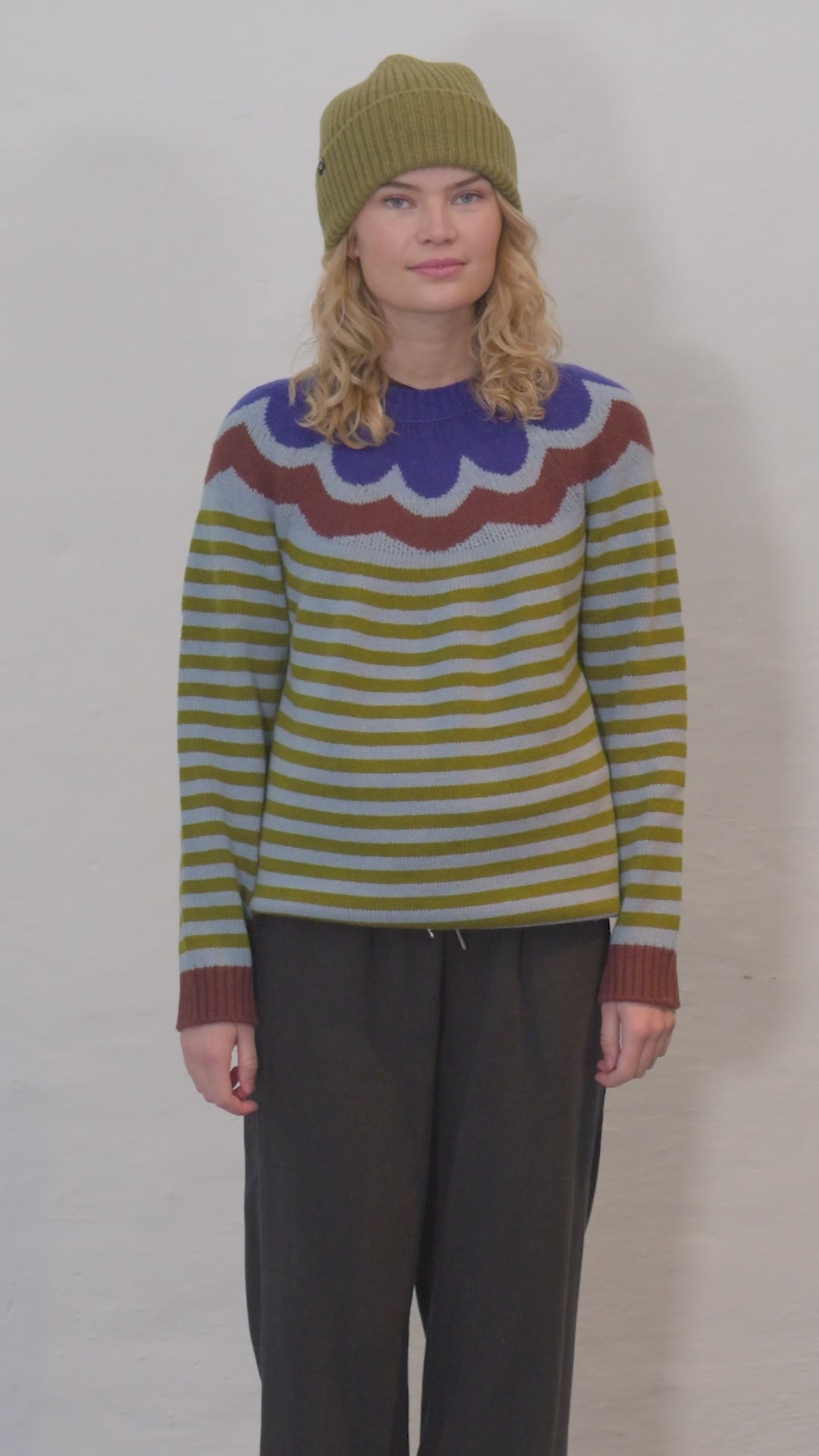 Daneglamping Wool Sweater Lt Blue Grey/Olive