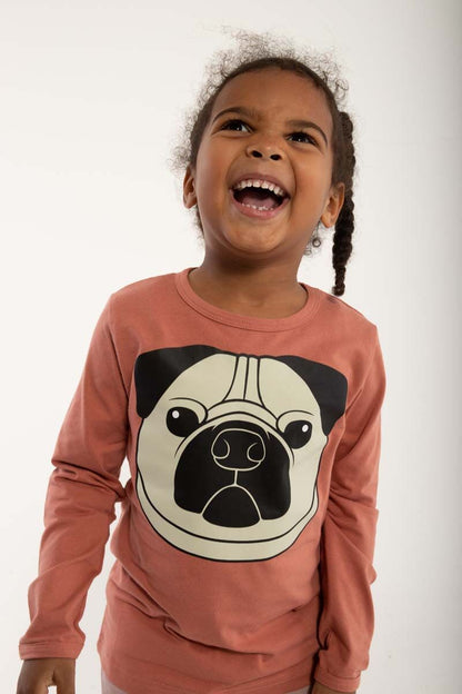 Bluse med Mops hund  til børn