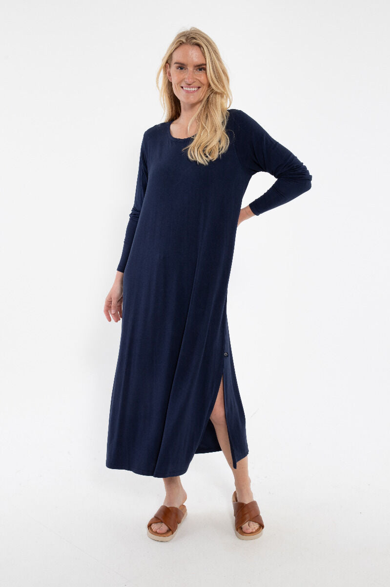 Danecasilda LS Viscose Dress Navy