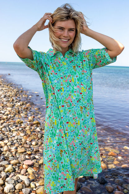 ORGANIC - Dananemone Viscose Slub Dress Foam BOTANICAL