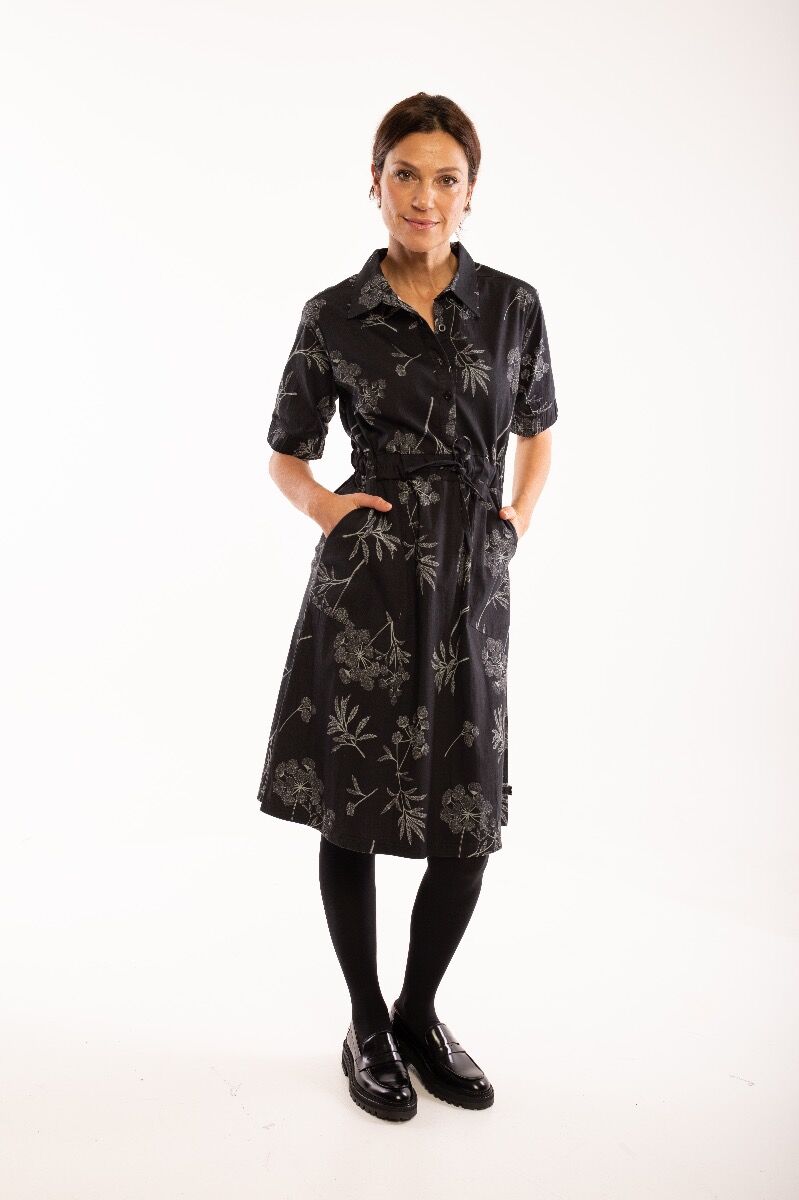 Danesusanne Poplin Dress Dk Grey/silver grey HEMLOCK