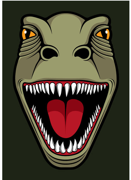Sødt postkort med motiv af t-rex dinosaur